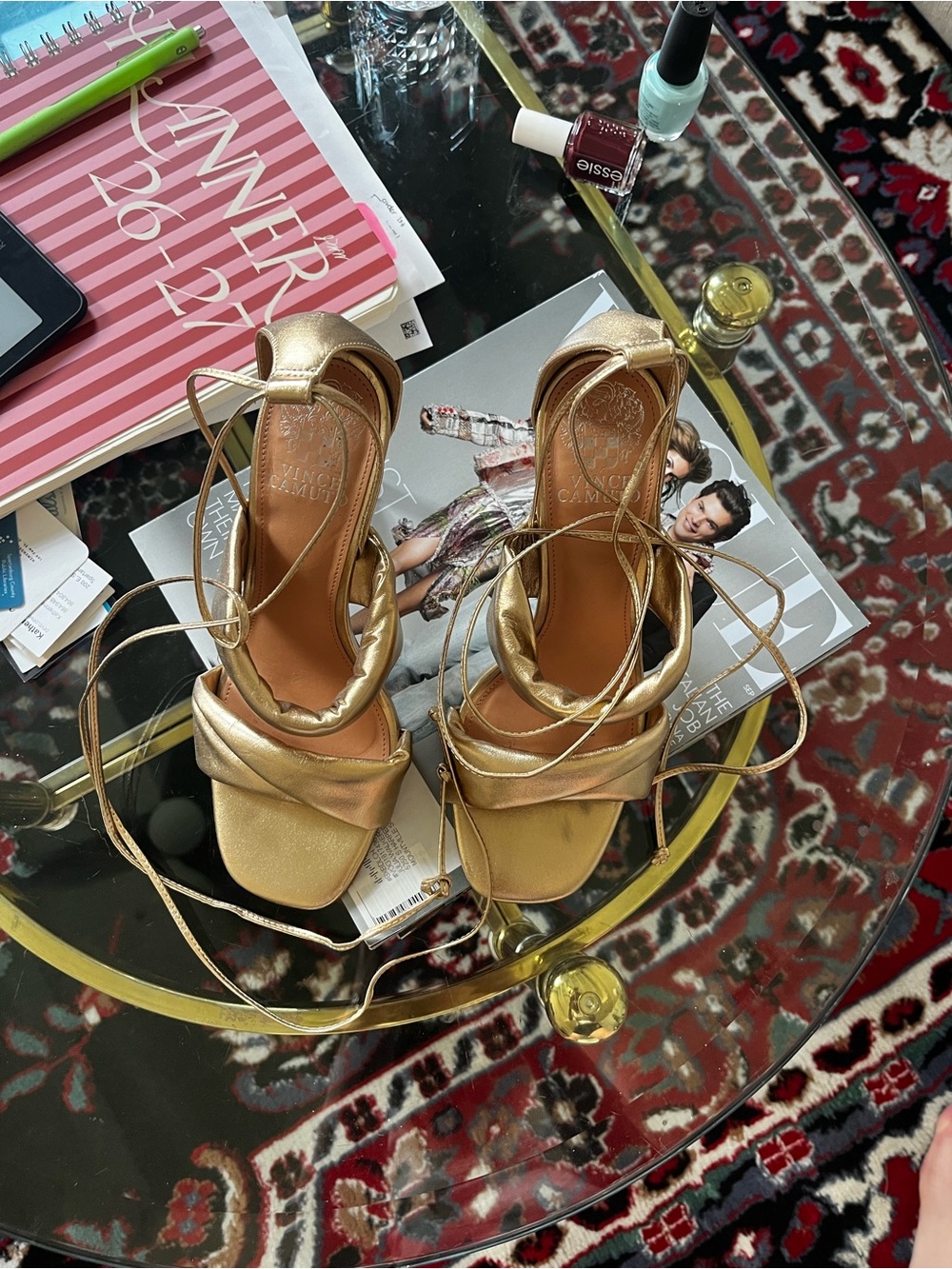 Vince Camuto Andrequa Gold Heels (rare)